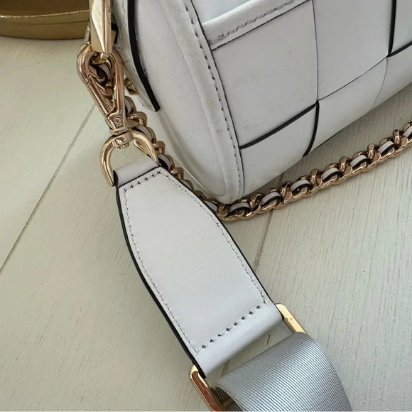 Michael Kors Jet set leather woven crossbody bag white gold - Picture 2 of 13